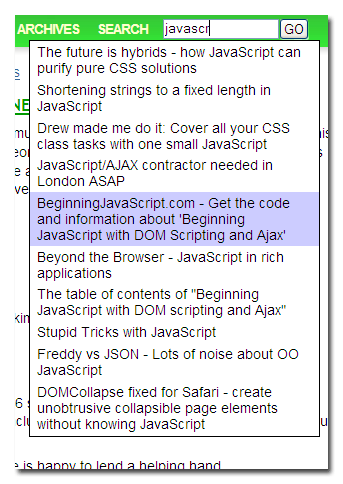 Search AutoComplete in action