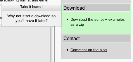 Step by Step in action - a highlighted page element with an explanation in a panel