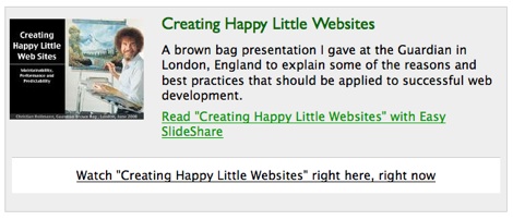 screenshot of a SlideShare presentation shown with this plugin (closed state)