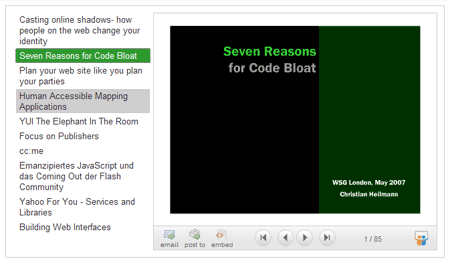 Interface to click through different slide shows