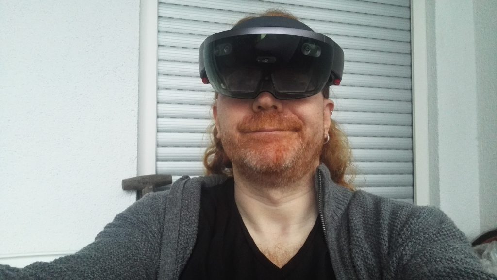 Chris Heilmann with his HoloLens