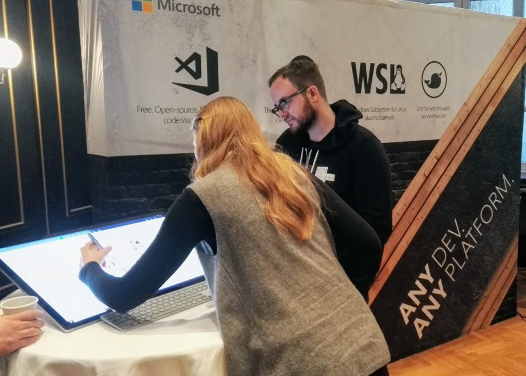 Attendees painting on the Surface Studio