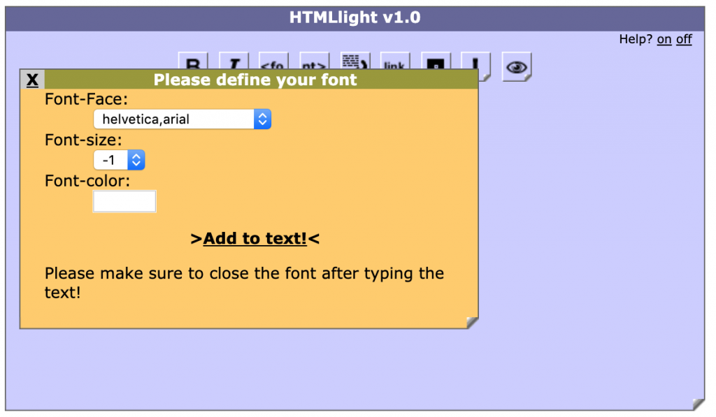 HTML Light font interface