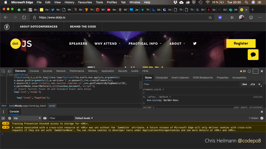 screenshot of the developer tools in a browser