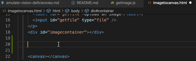 Animation of the process of adding an image with width and height into VS Code