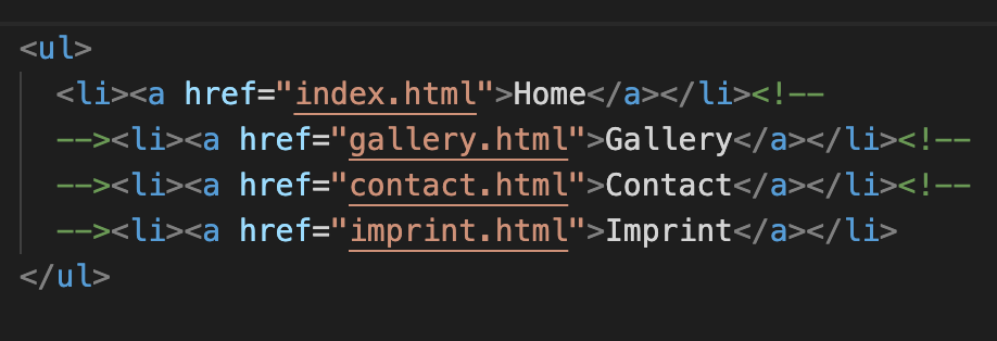 HTML with each line break in an HTML comment