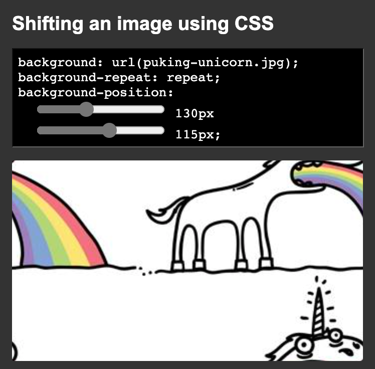 Unshifted image of puking unicorn