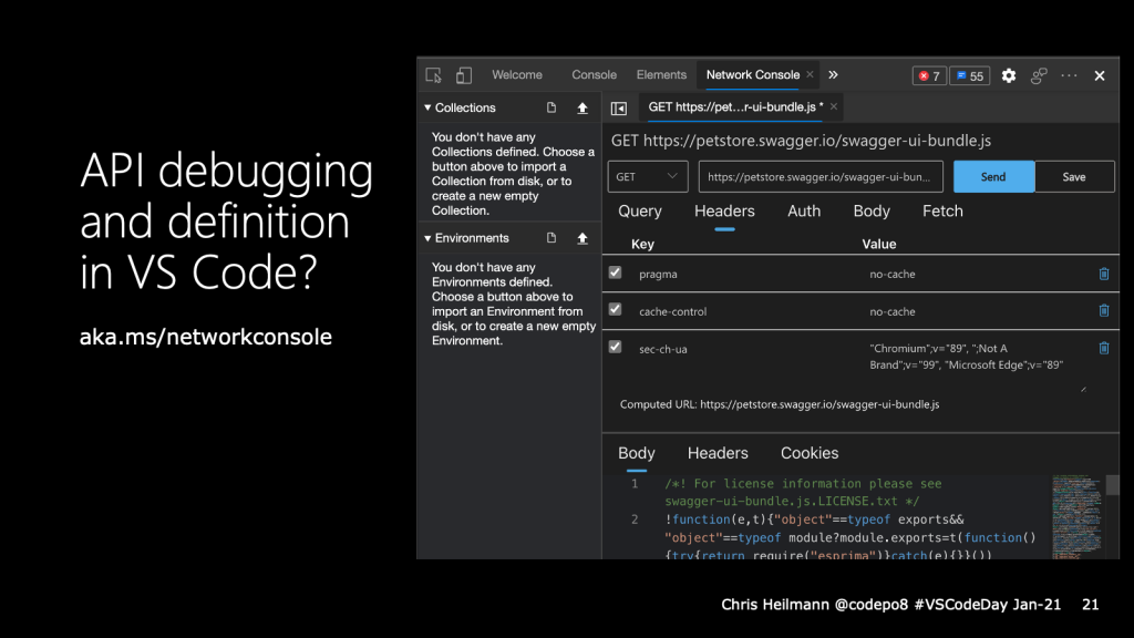 The Network Console experiment in Microsoft Edge