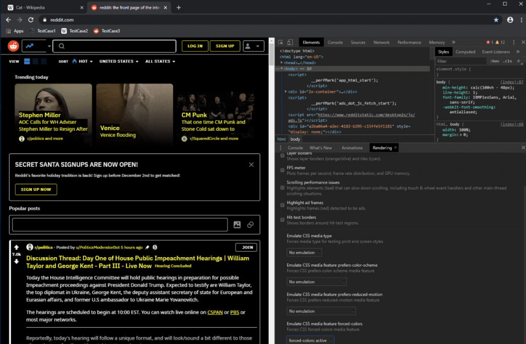 Reddit in simulated forced colour mode