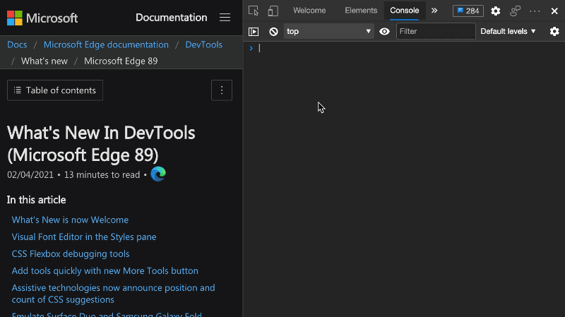 Running the script in the console to get all the heading information