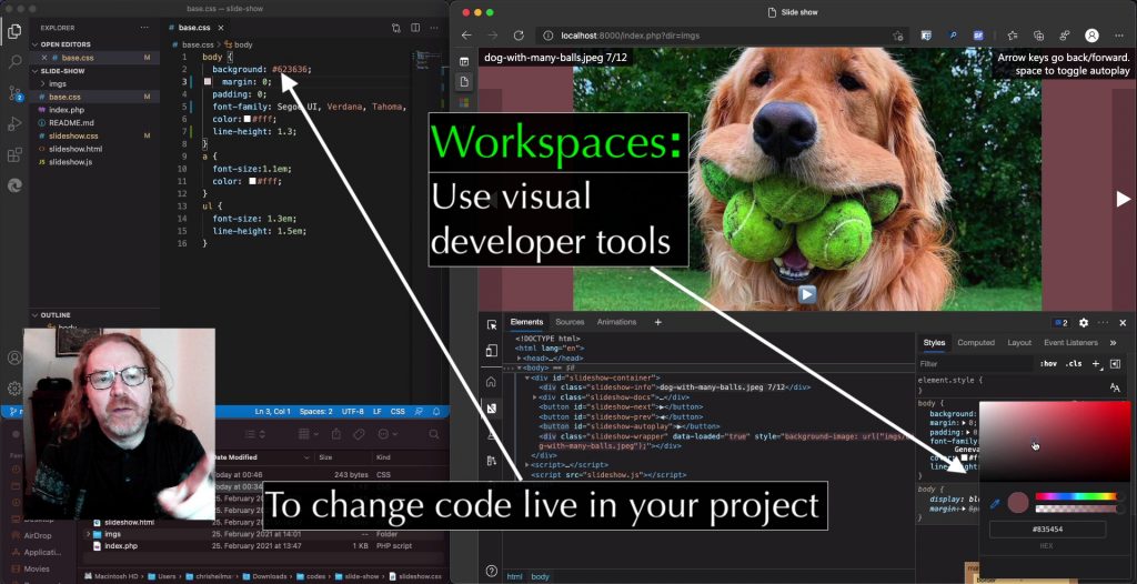 Workspaces: use visual developer tools to change live code in your project
