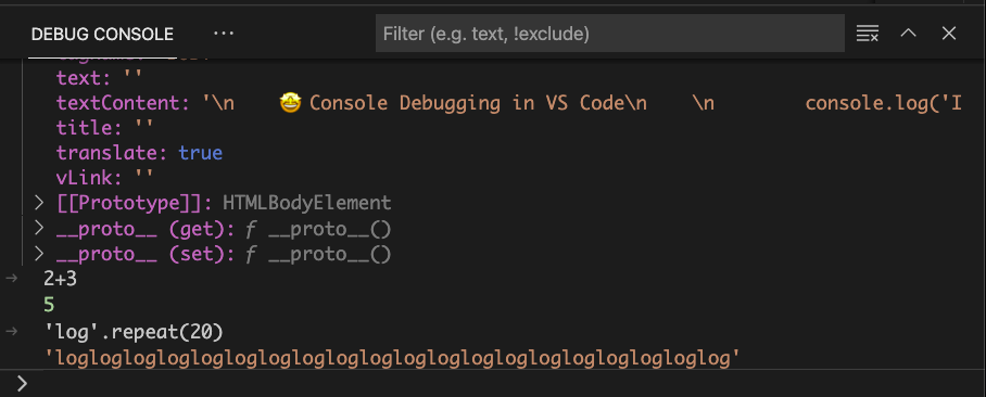 Running JavaScript in the Debug Console