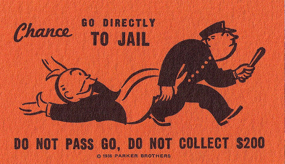 Monopoly card redirection to jail