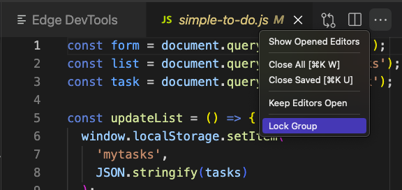 Locking the pane with the DevTools Extension