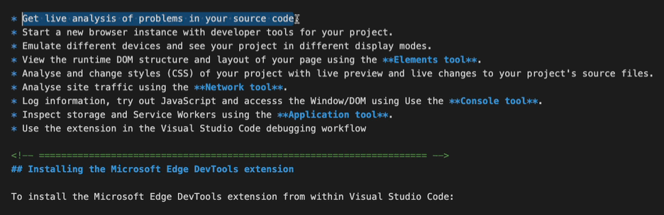 Visual Studio Code offering a list of all the generated IDs of headings for in-page links