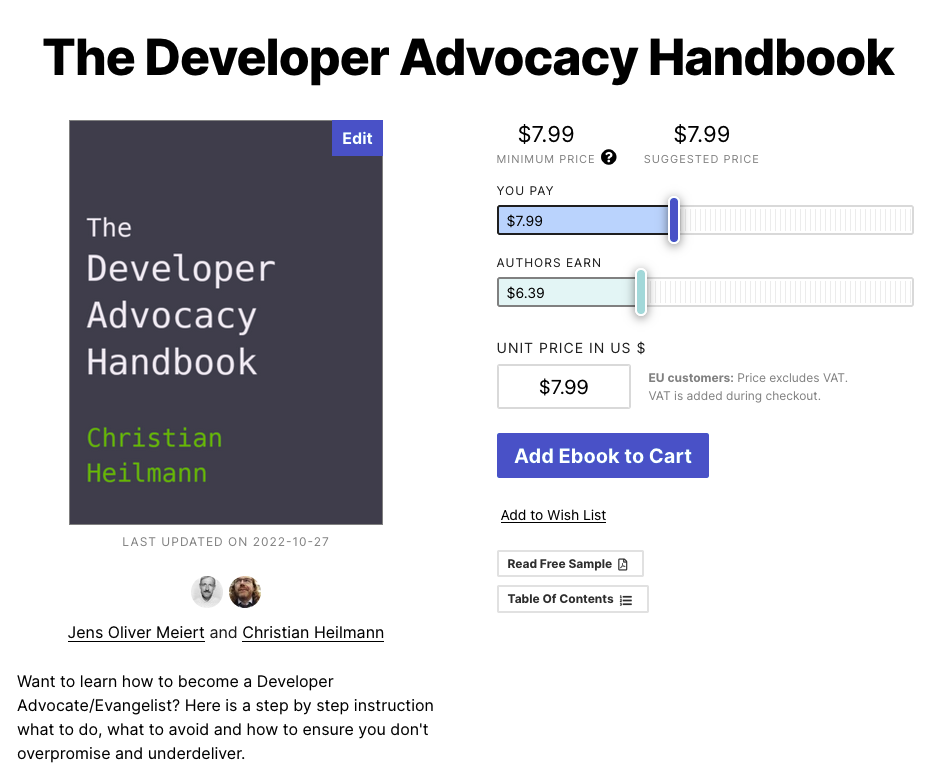 Book listing on Leanpub