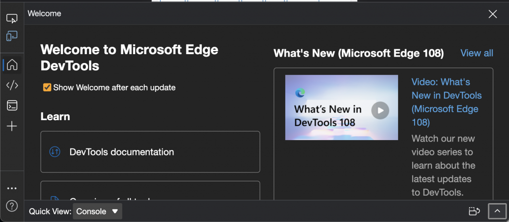 What's new in Microsoft Edge 108 video in the browser developer tools