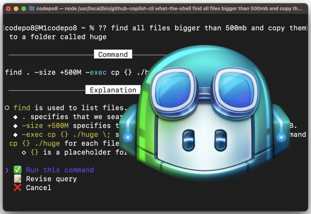 GitHub Copilot logo on terminal