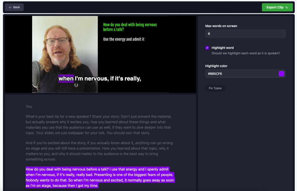 You can also highlight any part of the text and VideoTap will generate the video for you.