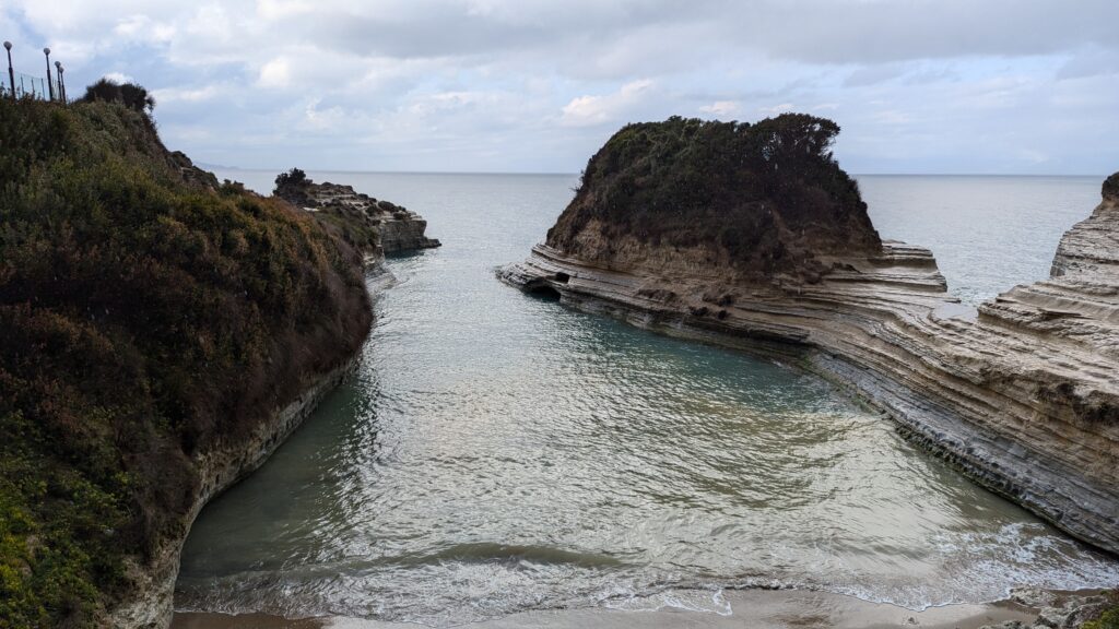A mountain of clay in the sea in corfu