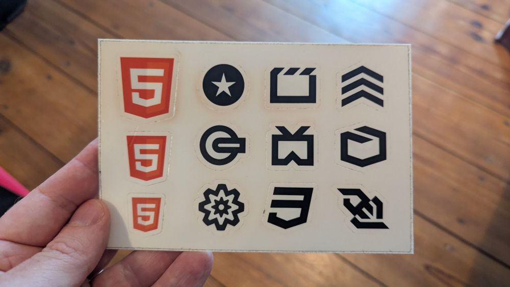 Sticker sheet with all the icons of different web standards defined in HTML5