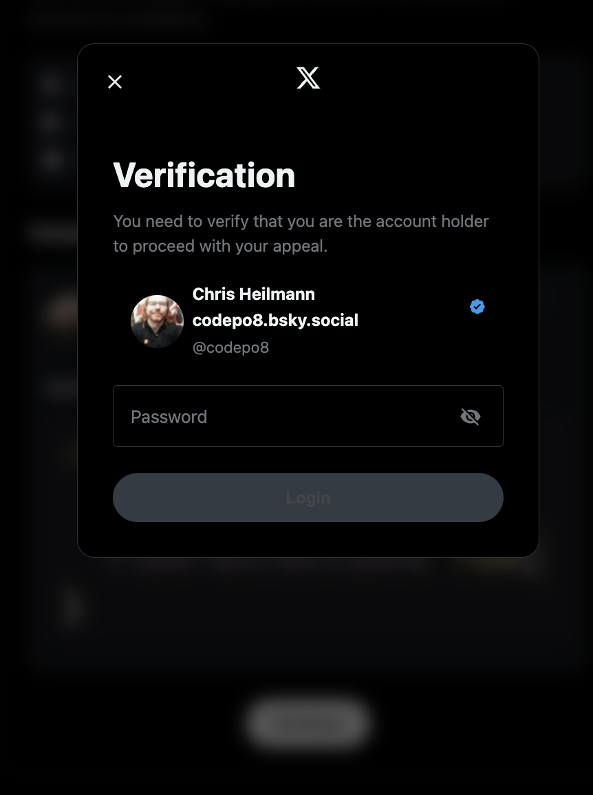 The verification modal